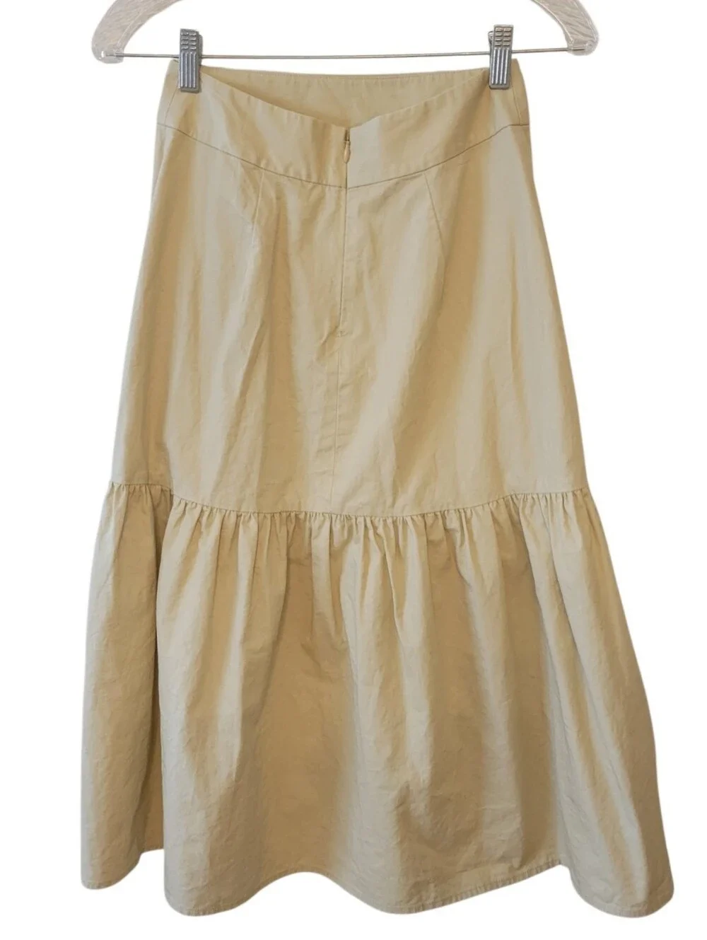 Tuckernuck Khaki Tan Cotton Tiered Prairie Midi Skirt Size 2